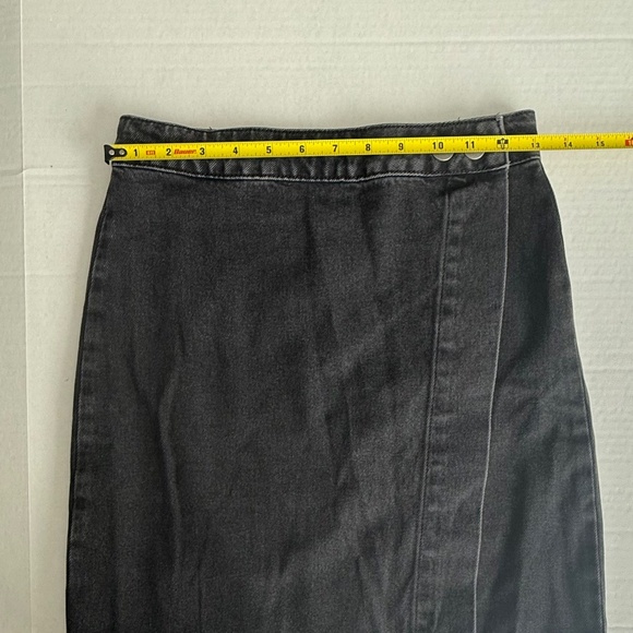 ASOS Black Denim Wrap Around Mini Skirt - Picture 8 of 8